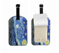 ZOCZOS LA Etiqueta de identificacin de la maleta de cuero PU de la noche estrellada Vincent Van Gogh Pintura Village Landscape Luggage Equips Et