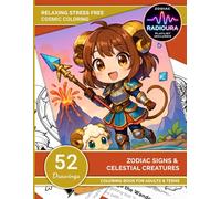 Zodiac Signs & Celestial Creatures: Coloring book for Adults & Teens (Relaxing stress free, Easy coloring books for adults and teens)