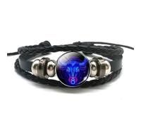 Zodiac Signs Spirit Bracelet,12 Constellation PU Leather Bracelet - Handmade Woven Multilayer Adjustable Constellation Zodiac Bracelets Unisex,Glow in the Dark Zodiac Wristbands Gifts (Taurus)