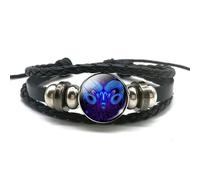 Zodiac Signs Spirit Bracelet,12 Constellation PU Leather Bracelet - Handmade Woven Multilayer Adjustable Constellation Zodiac Bracelets Unisex,Glow in the Dark Zodiac Wristbands Gifts (Aries)