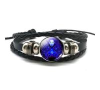 Zodiac Signs Spirit Bracelet,12 Constellation PU Leather Bracelet - Handmade Woven Multilayer Adjustable Constellation Zodiac Bracelets Unisex,Glow in the Dark Zodiac Wristbands Gifts (Virgo)