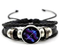 Zodiac Signs Spirit Bracelet - Adjustable 12 Constellation Bracelet - Multilayer Zodiac Black Leather Bracelets - Zodiac Sign Wrap Bracelet - Birthday Jewelry Gifts for Women Men (Sagittarius)