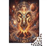 Zodiaco de Aries Puzzle 1000 Piezas Adultos Y Niños,14 Años+,Deco Pared,Anti-estrés Carnero de Fuego,Desafío,Premium,Cartón,Regalo Ideal,Rompecabezas,Relax,Reto,Educativo 52x38cm