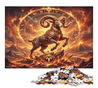 Zodiaco de Aries Puzzle De Madera 500 Piezas Adultos Y Niños,14 Años+,Reto,Anti-estrés Carnero de Fuego,Rompecabezas,Deco Pared,Regalo Ideal,Madera,Desafío,Relax,Educativo (52x38cm)