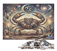 Zodiaco de Cáncer Puzzle De Madera 300 Piezas Adultos Y Niños,Rompecabezas,Desafío Bohemia,Regalo Ideal,Deco Pared,14 Años+,Anti-estrés,Relax,Reto,Madera,Educativo (40x28cm)