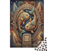 Zodiaco Piscis Aztec Art Puzzle 1000 Piezas, Decoración Tras enmarcar