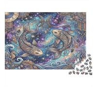 Zodiaco Piscis Bohemia Puzzle 1000 Piezas, Decoración Tras enmarcar