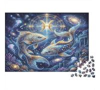 Zodiaco Piscis Koi Celestial Puzzle 1000 Piezas, Decoración Tras enmarcar