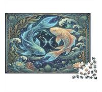 Zodiaco Piscis Koi Ensueño Puzzle 1000 Piezas, Decoración Tras enmarcar