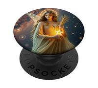 Zodiaco Virgo en Golden Starlight PopSockets PopGrip Adhesivo