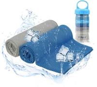 Zodight Toalla de Enfriamiento Instantánea de Hielo Fría, oalla de refrigeración de Microfibra, Toalla de Hielo para Fitness, Viajes, Yoga, Golf (Azul+Gris)