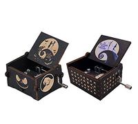 Zodors 2PCS Caja de Música de Madera Caja de Música de Manivela Caja de música de Halloween para Jugar MelodyThis es Halloween a Dar a la Hija De Papá Mamá Regalo Musical