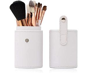 Zoë Ayla Juego de Cepillos Profesionales de 12 Piezas con Estuche de Viaje de Cuero Vegano, Blanco/Oro Rosa 340 gr