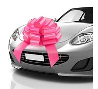 Zoe Deco Arco grande para coche (rosa, 58.4 cm), lazo de regalo de forma redonda, lazo gigante para coche, lazo de cumpleaños, lazos de Navidad para coches, envoltura de regalo