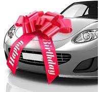 Zoe Deco, Lazo de Coche de Feliz cumpleaños, Rojo, 76 cm/30 Pulgadas, Lazo de Regalo Gigante preimpreso con Feliz cumpleaños, Envoltura de Regalo Grande para un Regalo Enorme