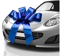 Zoe Deco - Lazo Grande para Coche - Azul Brillante, 76 cm / 30 Pulgadas - Lazo Gigante para Coche para Cumpleaños, Navidad, Recepción de Boda, Fiesta Sorpresa - Envoltura de Regalo Grande