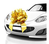 Zoe Deco - Lazo Grande para Coche, Dorado, 18 Pulgadas, Lazos de Regalo, Lazo Gigante para Coche, Lazo de cumpleaños, Lazo Enorme para Coche, Lazos para Coche, Lazo Azul Grande, Lazo para Regalos