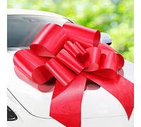 Zoe Deco - Lazo grande para coche - Rojo, 76 cm / 30 pulgadas - Lazo gigante para coche para cumpleaños, Navidad, recepción de boda, fiesta sorpresa - Envoltura de regalo grande