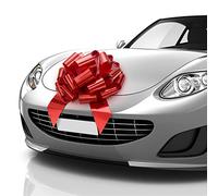 Zoe Deco Lazo grande para coche (rojo brillante, 18 pulgadas), lazo gigante para coche, lazo de cumpleaños, lazo enorme para coche, lazos rojos grandes, lazos para regalos, lazos de Navidad para
