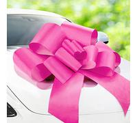 Zoe Deco - Lazo Grande para Coche - Rosa, 76 cm / 30 pulgadas - con 2 lazos de accesorios dorados - para cumpleaños, Navidad, recepción de boda, fiesta sorpresa - Envoltura de regalo grande