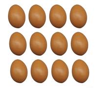 Zoegneer 12 huevos de imitación realistas pintados de PVC para decoración del hogar, manualidades, juegos de rol de Pascua, exhibición de cocina y sala de estar (marrón)