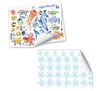 Zoegneer 3 pegatinas luminosas de pared de animales marinos que brillan en la oscuridad PVC criaturas marinas diseño realista recámara guardería habitación niños tema submarino decorativo vin