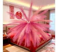 Zoegneer 50 piezas de junco artificial colorido estilo fuegos artificiales de tela de poliéster para decoración de bodas, hogar, jardín, accesorios de fotos, exhibición comercial, rojo, naranja, rosa