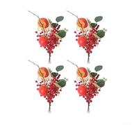 Zoegneer Arreglo artificial de granada y caqui con bayas rojas y hojas verdes, material de espuma de 30 a 33 cm, decoración de simulación para el hogar, jardín, mantel de mesa y vino (A)