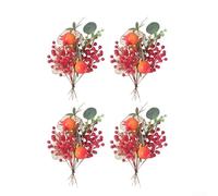 Zoegneer Arreglo artificial de granada y caqui con bayas rojas y hojas verdes, material de espuma de 30 a 33 cm, decoración de simulación para el hogar, jardín, mantel de mesa y Win(B)