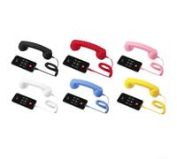 Zoegneer Auricular de teléfono retro con calidad de audio clara tipo C con cable para teléfonos inteligentes, mango ergonómico de línea fija de 23 cm (azul (tipo c))