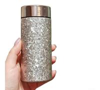 Zoegneer Botella de agua ligera con aislamiento de titanio puro de 200 ml con patrón de flores de hielo, taza de bolsillo compacta de viaje para niños al aire libre camping senderismo (plateado)