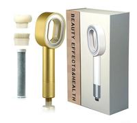 Zoegneer Cabezal de ducha de alta presión de mano 3 en 1 con filtro de esponja de carbón Juego de cepillo de baño Accesorio de baño Eliminación de cloro Purificador de agua ABS (dorado)