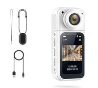 Zoegneer Cámara de acción 4K Cámara de cuerpo manos libres Cámara de gran angular de 180 grados POV Mini Cam con pantalla IPS de 1.47 pulgadas Soporte magnético para vlogging, viajes, caminatas de