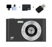 Zoegneer Cámara digital 4K con resolución de foto de 48 MP, zoom digital de 16X, pantalla de 2.4 pulgadas, antivibración, detección facial, grabación de lapso de tiempo, diseño compacto ligero para