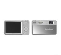 Zoegneer Cámara digital compacta deslizante 64MP 16X Zoom digital Grabación de video 4K con enfoque automático y flash integrado para estudiantes fotografía blanco (plata)