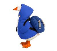 Zoegneer Conjunto de disfraz de ganso de escritorio de 7 pulgadas con capucha y accesorio de mochila, traje de mezcla de algodón para mesa, figura de ganso decorativa, ropa morada para S (azul)