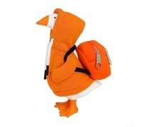 Zoegneer Conjunto de disfraz de ganso de escritorio de 7 pulgadas con capucha y accesorio de mochila, traje de mezcla de algodón para mesa, figura de ganso decorativa, ropa morada para S (naranja)