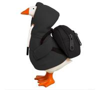 Zoegneer Conjunto de disfraz de ganso de escritorio de 7 pulgadas con capucha y accesorio de mochila, traje de mezcla de algodón para mesa, figura de ganso decorativa, ropa púrpura para S (vestido de