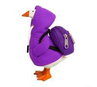 Zoegneer Conjunto de disfraz de ganso de escritorio de 7 pulgadas con capucha y accesorio de mochila, traje de mezcla de algodón para mesa, figura de ganso decorativa, ropa morada para S (morado)