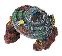 Zoegneer Decoración de acuario, naufragio de nave espacial de resina para peceras, paisajismo, adorno de estilo OVNI que no destiñe con detalles realistas, realzador de escena submarina para el hogar