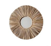Zoegneer Espejo redondo de cuerda de paja, espejo colgante de naturaleza, marco de cuerda de paja rústica, 40 x 40 cm