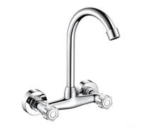 Zoegneer Fregadero de Pared de Doble Agujero, Grifo de Lavabo, Fregona, Fregadero de Agua Caliente y Fría, Válvula Mezcladora para Balcón, Mesa de Lavandería