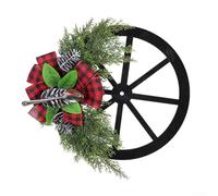 Zoegneer Guirnalda artificial de rueda de Navidad de 42 cm, corona de cuchara de piña para puerta delantera, pared, chimenea, decoración de interiores y exteriores