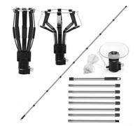 Zoegneer Herramienta de cambio de bombillas de techo alto con poste telescópico de acero inoxidable, goma antideslizante ajustable, a presión, 3 cambiadores de bombillas, para estándar mediano y