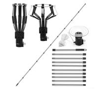 Zoegneer Herramienta de cambio de bombillas de techo alto con poste telescópico de acero inoxidable, goma antideslizante ajustable, a presión, 3 cambiadores de bombillas, para estándar mediano y