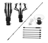 Zoegneer Herramienta de cambio de bombillas de techo alto con poste telescópico de acero inoxidable, goma antideslizante ajustable, a presión, 3 cambiadores de bombillas, para estándar mediano y