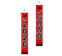 Zoegneer Juego completo de decoración para fiesta de graduación 2026 negro y rojo con diseño temático, material plástico resistente, kit completo para celebración memorable del último año y uso