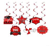 Zoegneer Juego completo de decoración para fiesta de graduación 2026 negro y rojo con diseño temático, material plástico resistente, kit completo para celebración memorable del último año y uso