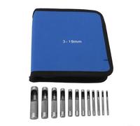 Zoegneer Juego de 12 perforadoras redondas de acero al carbono de 3 a 19 mm para correa de reloj, plástico, goma, vinilo, manualidades, proyectos de costura y modelado (3-19 mm)