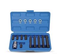 Zoegneer Juego de 15 piezas de aleación de acero hexagonal y zócalo de 30 mm y 75 mm de longitud, 12 puntos para kit de reparación automotriz de conductor de 1/2 pulgada (tipo M)